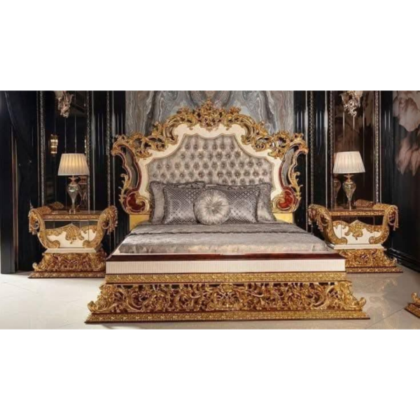 Imperial Baroque King-Size Bed – Luxury Hand-Carved Masterpiece