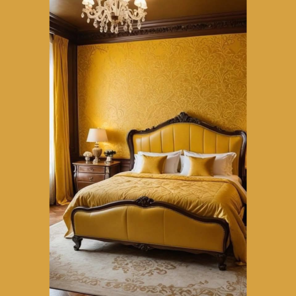 Luxurious Yellow Upholstered Bed