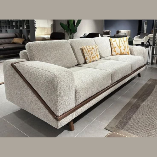 Modern Luxe Fabric Sofa with Wooden Accents
