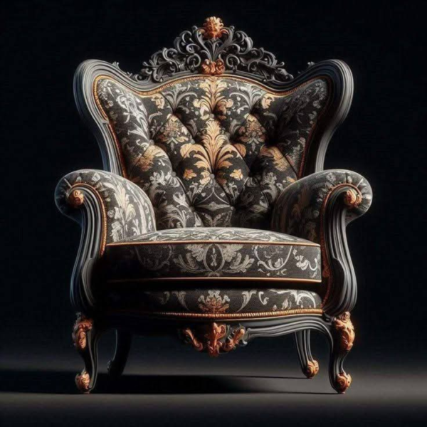Baroque Black & Gold Tufted Armchair