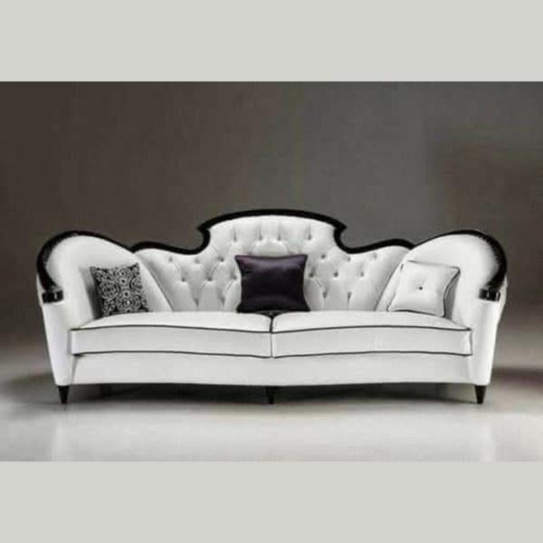 Elegant White Sofa with Black Accents